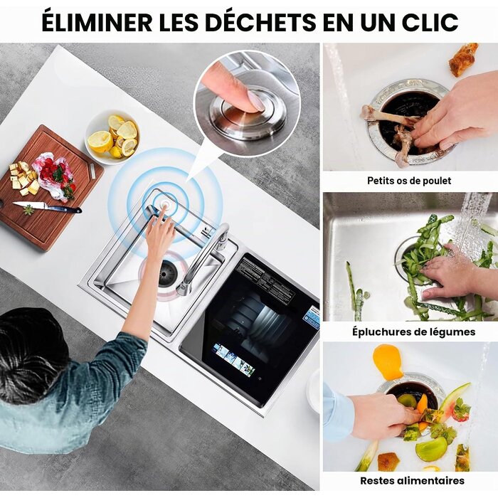 Broyeur de déchets d'évier puissant - Acier inox - Jusqu'à -35%