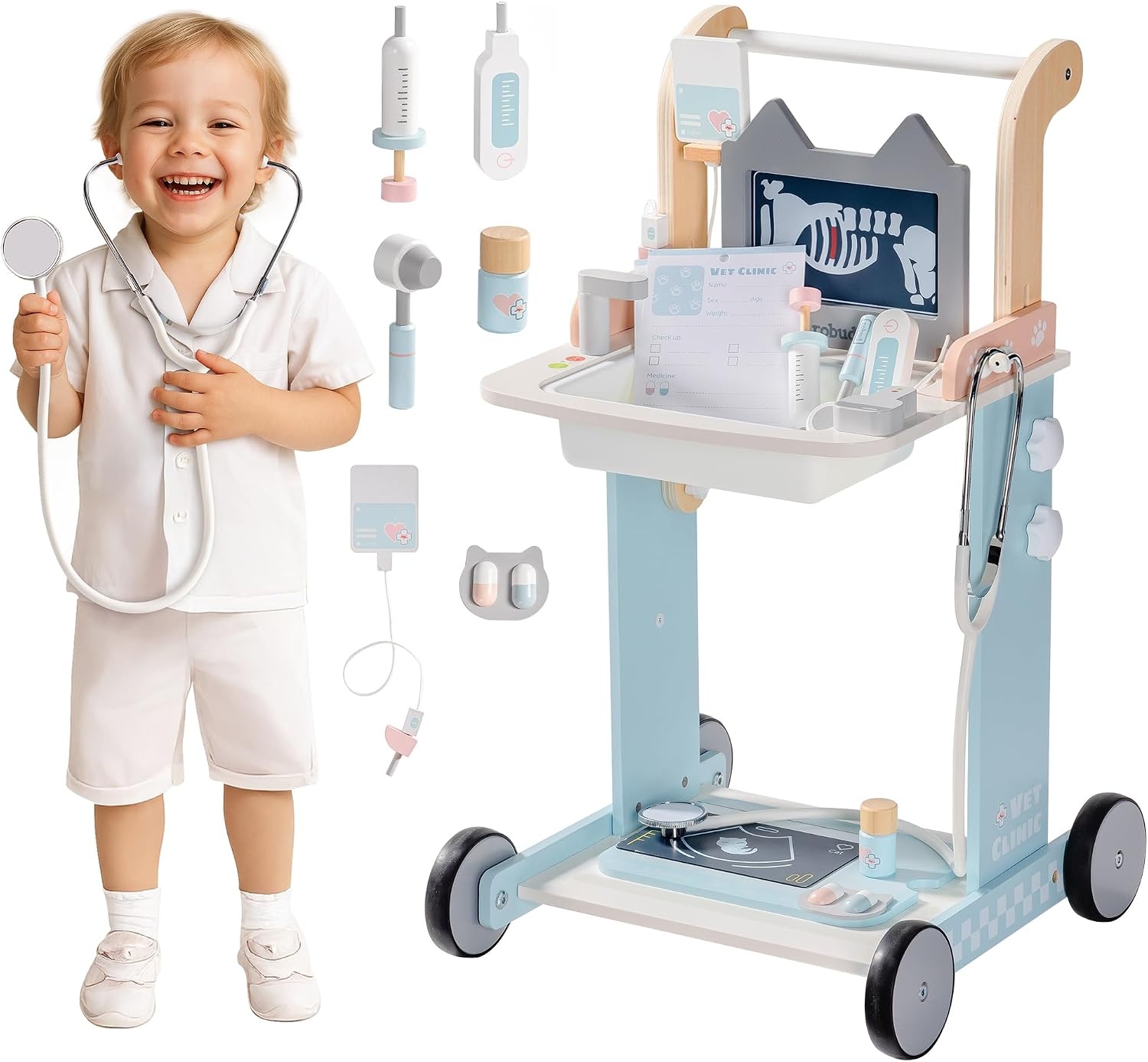 Chariot de docteur en bois pour enfants - Jusqu'à 29% de réduction