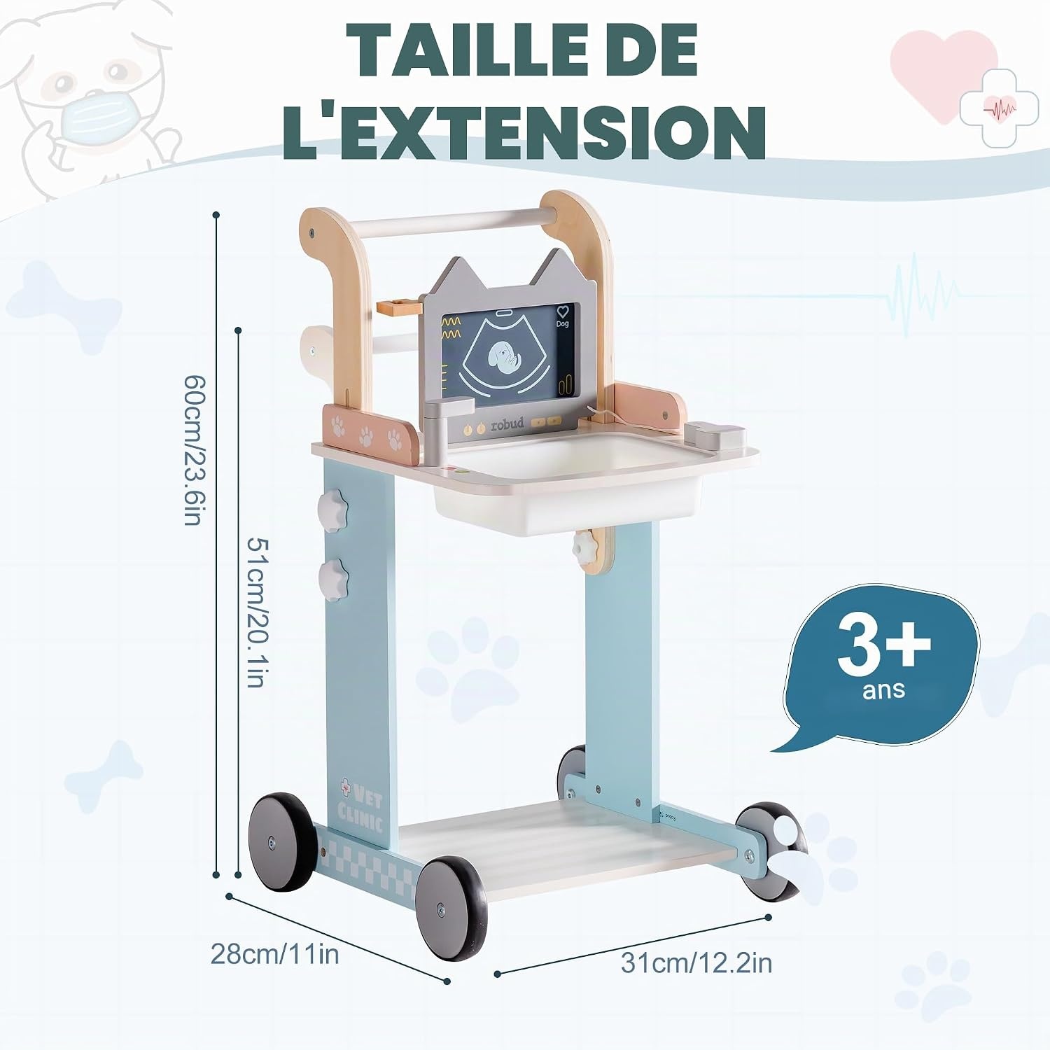 Chariot de docteur en bois pour enfants - Jusqu'à 29% de réduction
