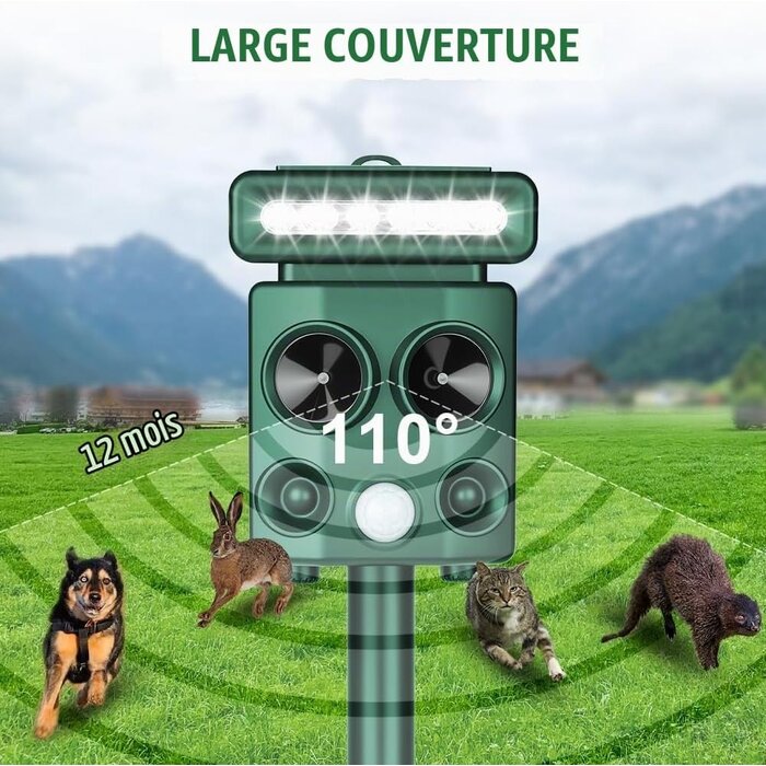 Répulsif ultrasons pour animaux - Solaire et USB - Jusqu'à -30% sur nos retours