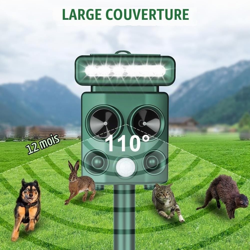Répulsif ultrasons pour animaux - Solaire et USB - Jusqu'à -30% sur nos retours