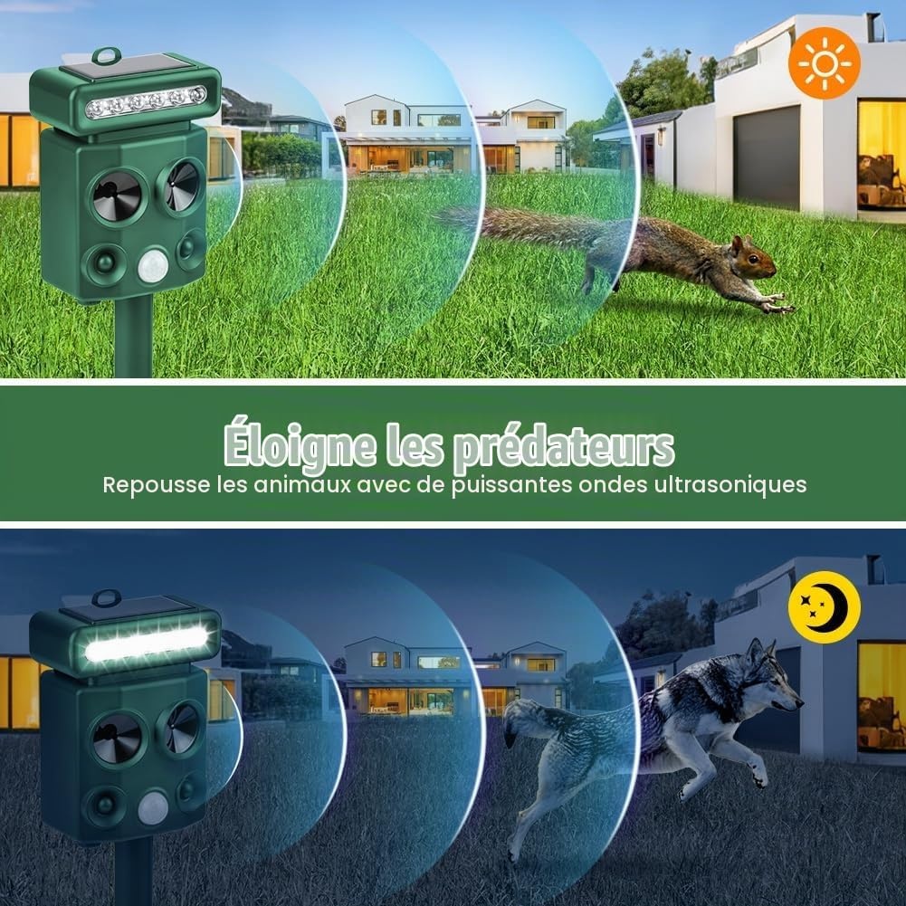 Répulsif ultrasons pour animaux - Solaire et USB - Jusqu'à -30% sur nos retours