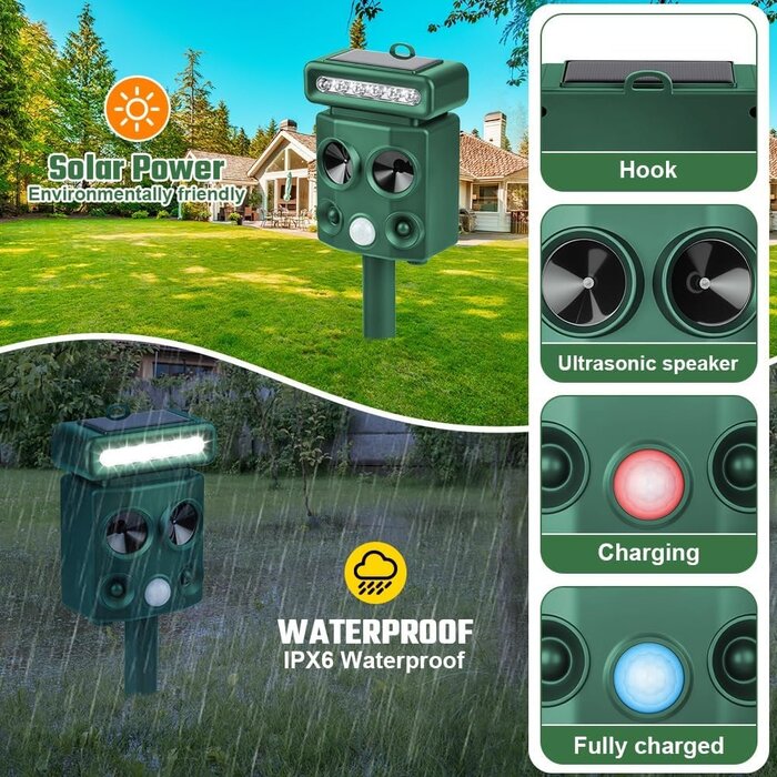 Répulsif ultrasons pour animaux - Solaire et USB - Jusqu'à -30% sur nos retours