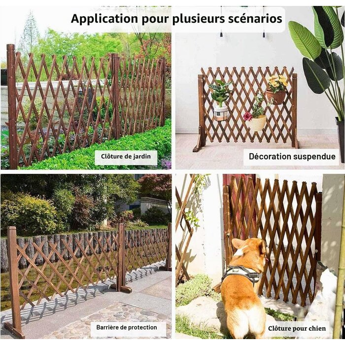 Lot de 2 clôtures extensibles en bois 160x70cm - Jusqu'à -34%