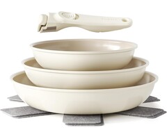 Set de 6 poêles céramique amovibles beige - Jusqu'à -34% sur l'outlet