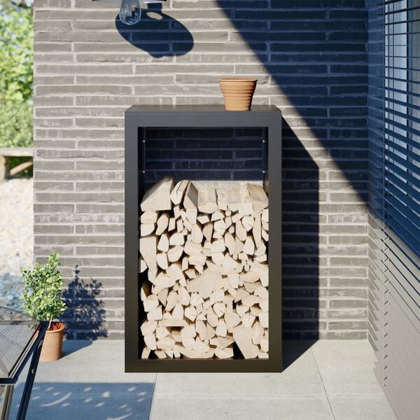 Range-bûches en acier noir 60x40x100 cm - Jusqu'à 34 % de remise