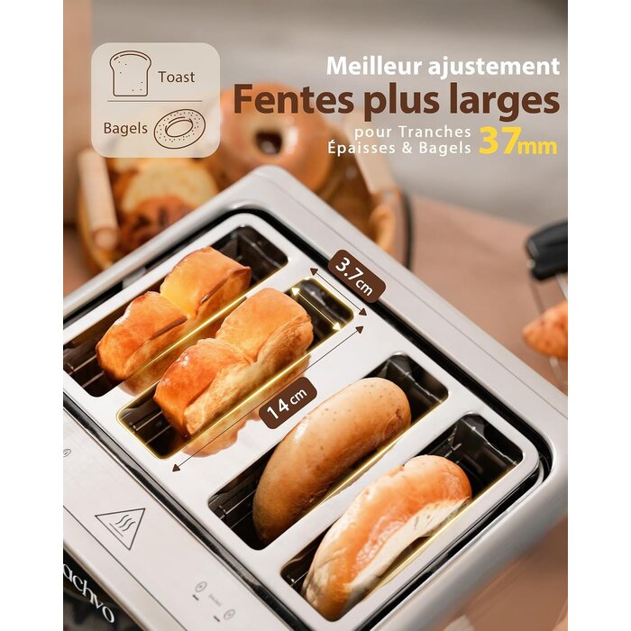 Grille-pain 4 fentes inox écran tactile - Jusqu'à 33% de réduction