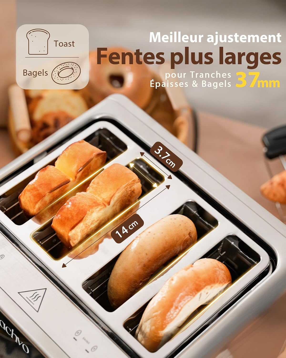 Grille-pain 4 fentes inox écran tactile - Jusqu'à 33% de réduction
