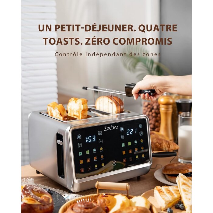 Grille-pain 4 fentes inox écran tactile - Jusqu'à 33% de réduction