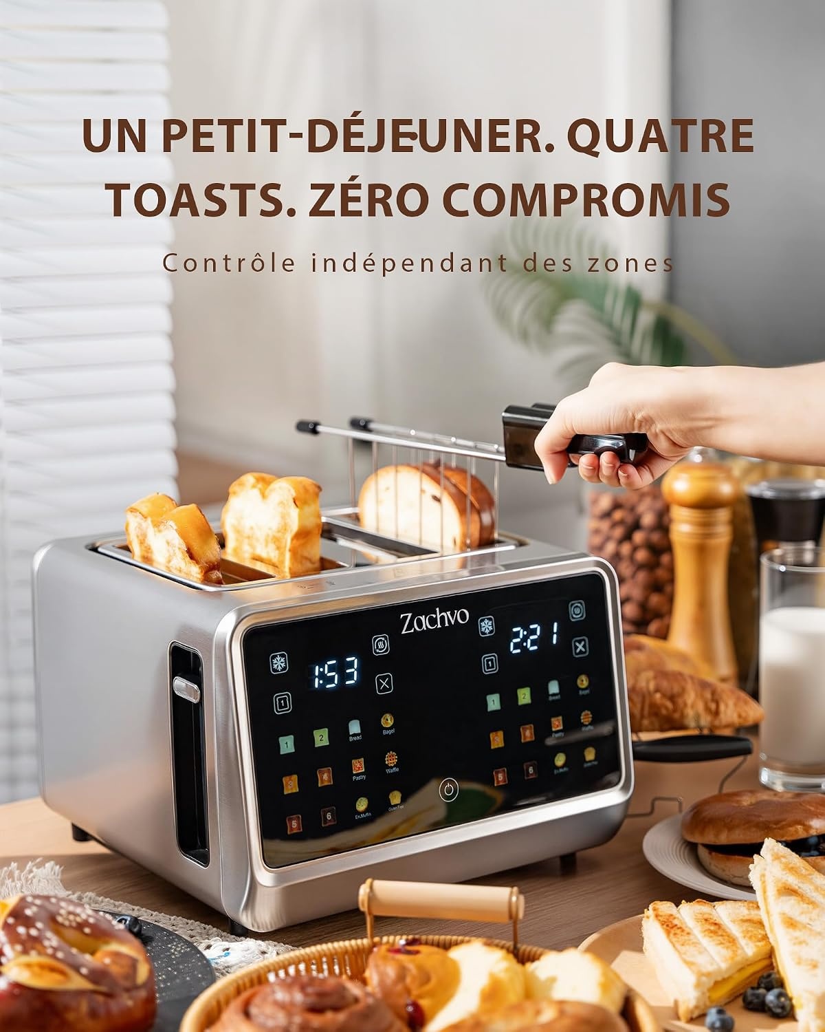 Grille-pain 4 fentes inox écran tactile - Jusqu'à 33% de réduction