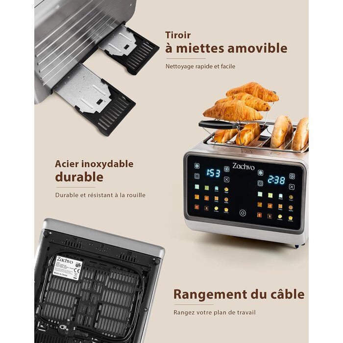Grille-pain 4 fentes inox écran tactile - Jusqu'à 33% de réduction