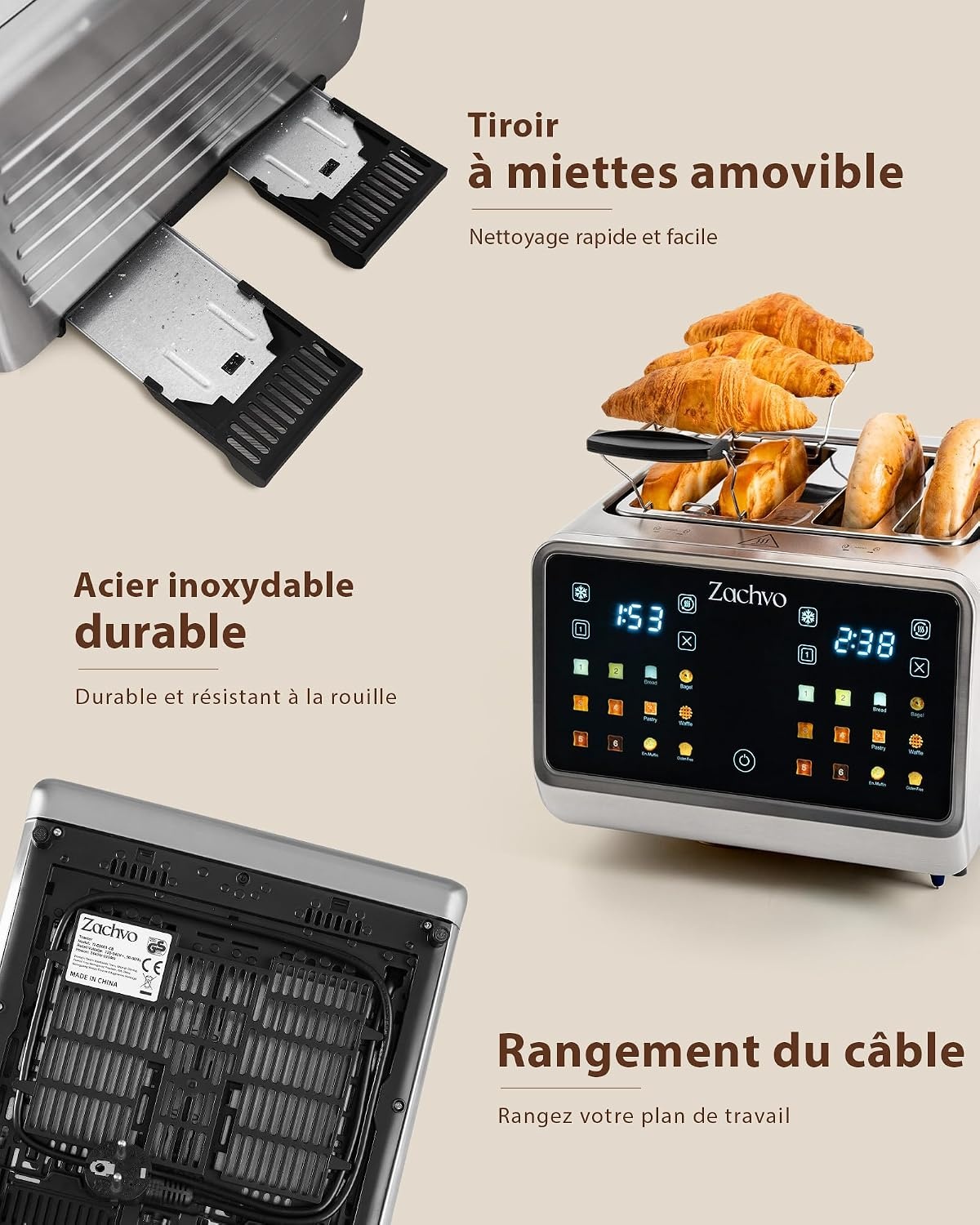 Grille-pain 4 fentes inox écran tactile - Jusqu'à 33% de réduction