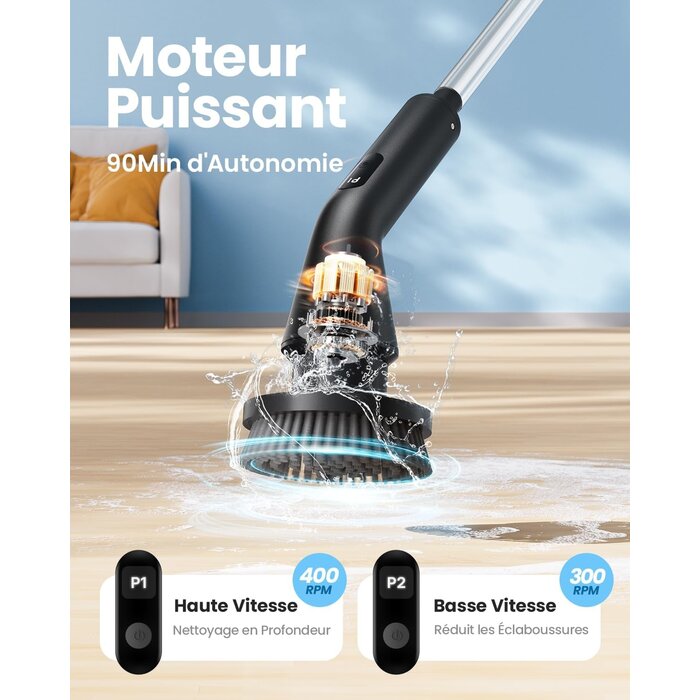 Brosse électrique rotative télescopique - 7 têtes - Jusqu'à -33%