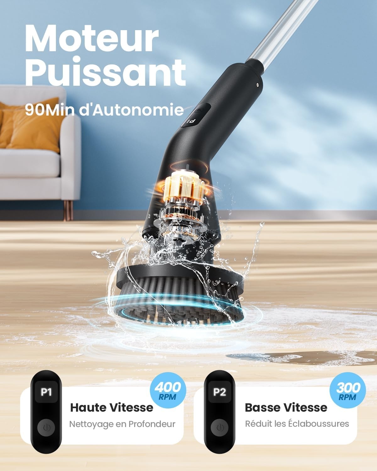 Brosse électrique rotative télescopique - 7 têtes - Jusqu'à -33%