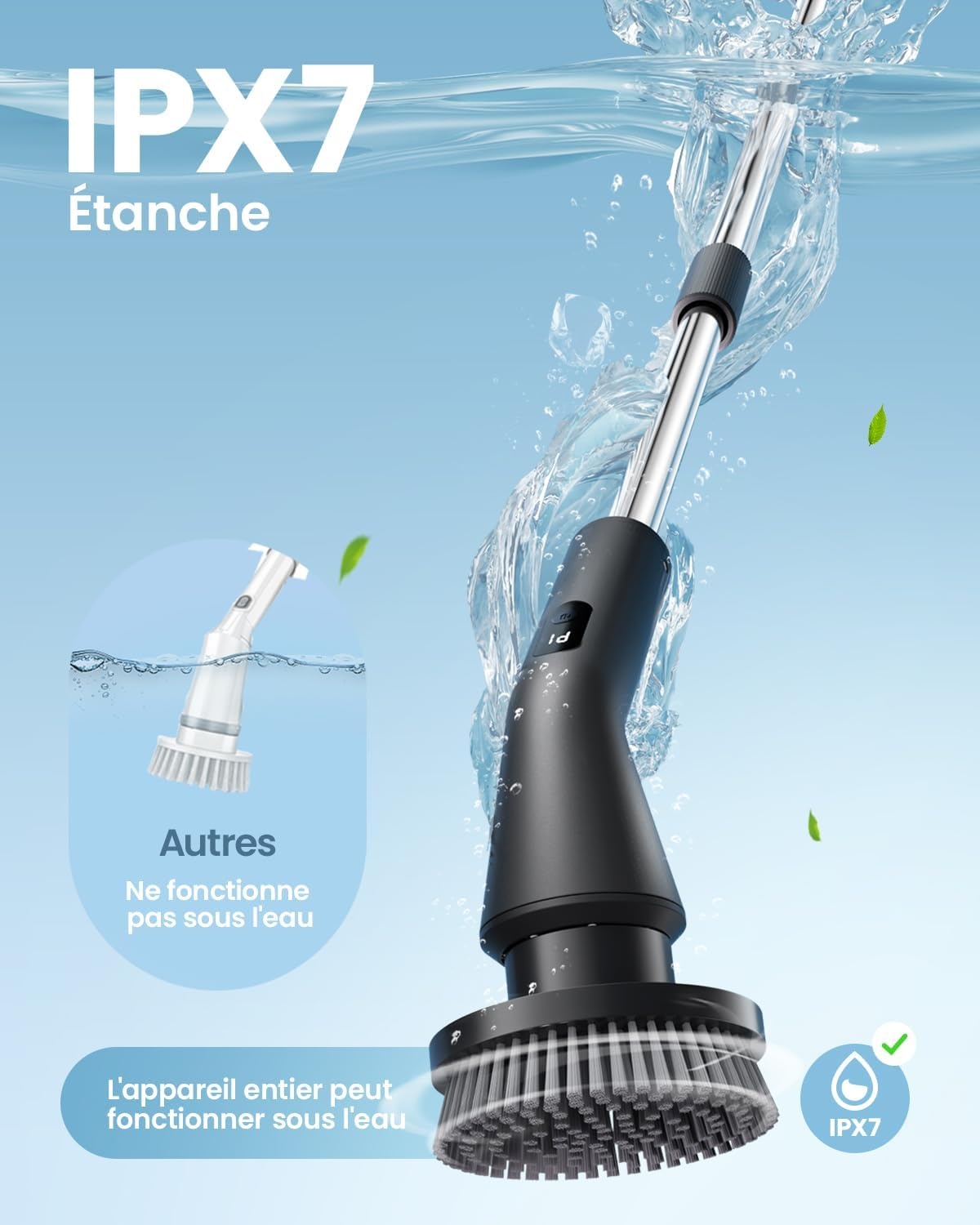 Brosse électrique rotative télescopique - 7 têtes - Jusqu'à -33%