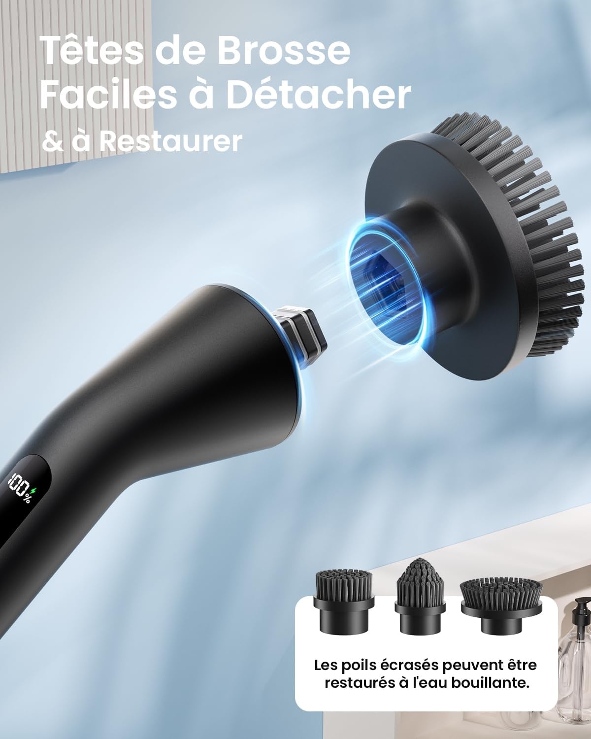 Brosse électrique rotative télescopique - 7 têtes - Jusqu'à -33%