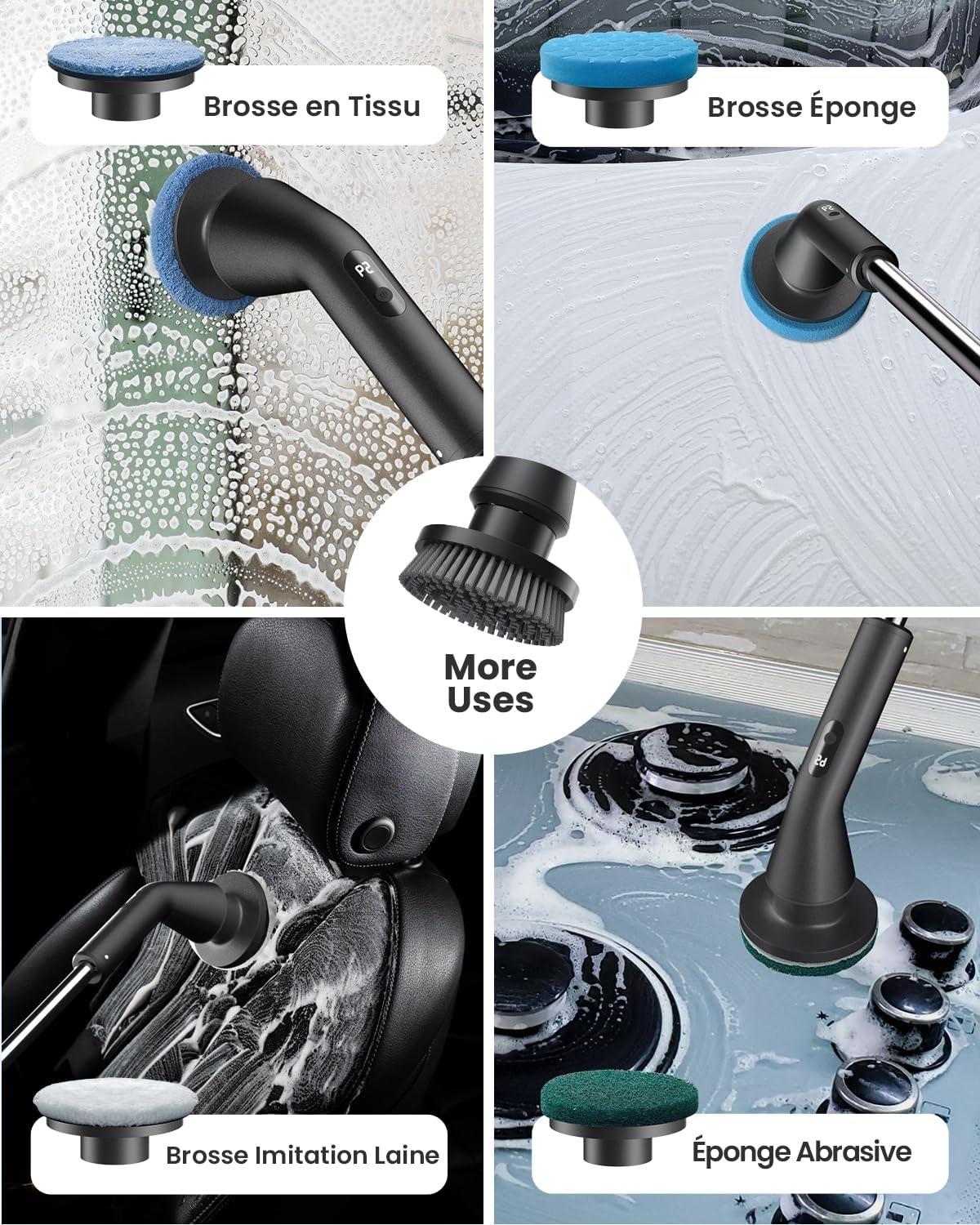 Brosse électrique rotative télescopique - 7 têtes - Jusqu'à -33%
