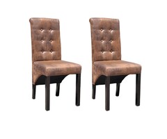 Vidaxl Lot de 2 chaises aspect daim marron - Jusqu'à 35% de remise