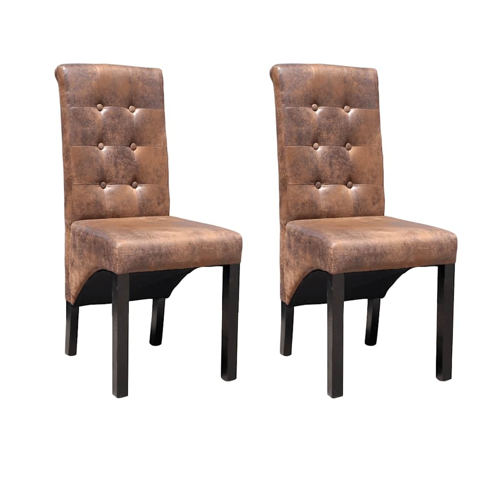 Lot de 2 chaises aspect daim marron - Jusqu'à 35% de remise