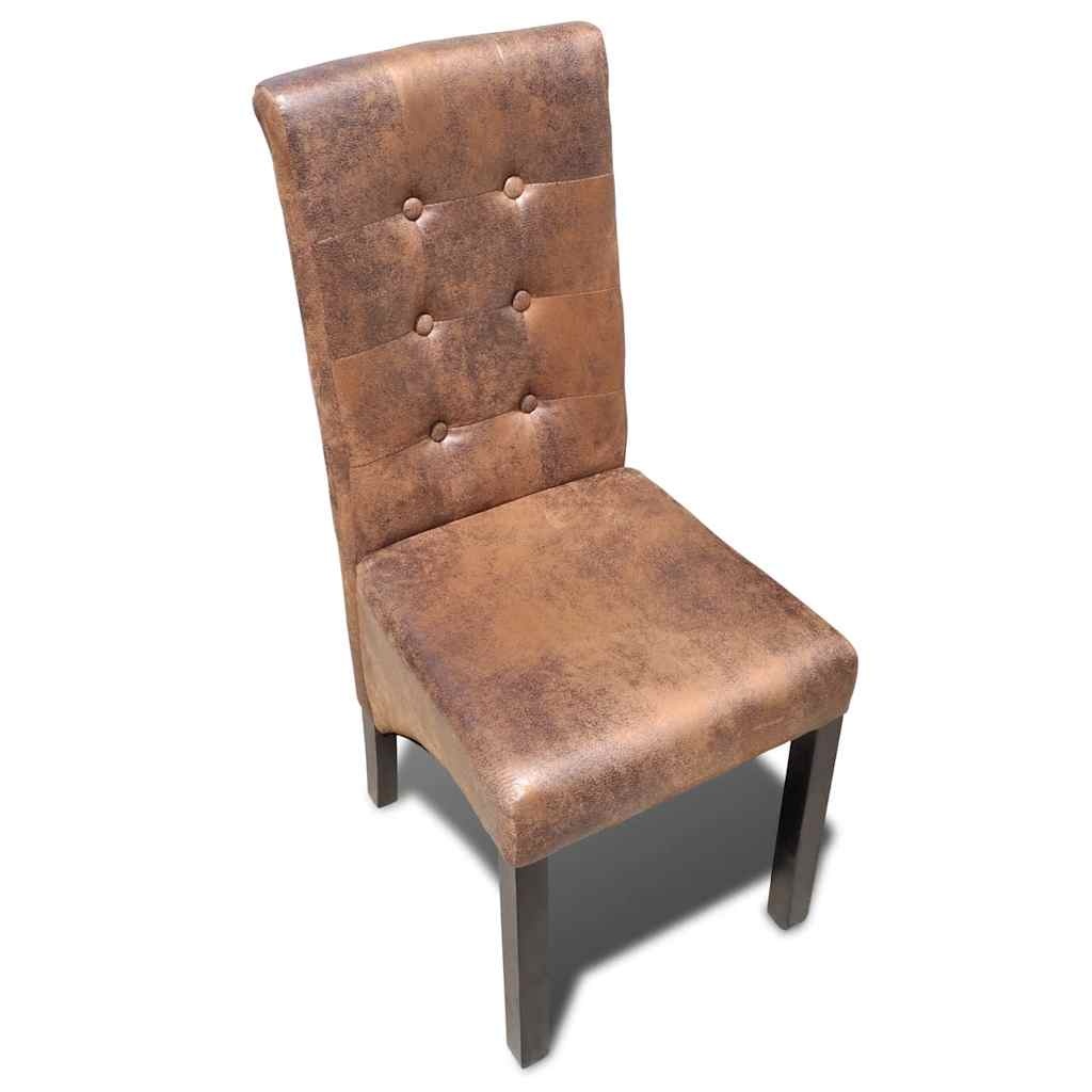 Lot de 2 chaises aspect daim marron - Jusqu'à 35% de remise