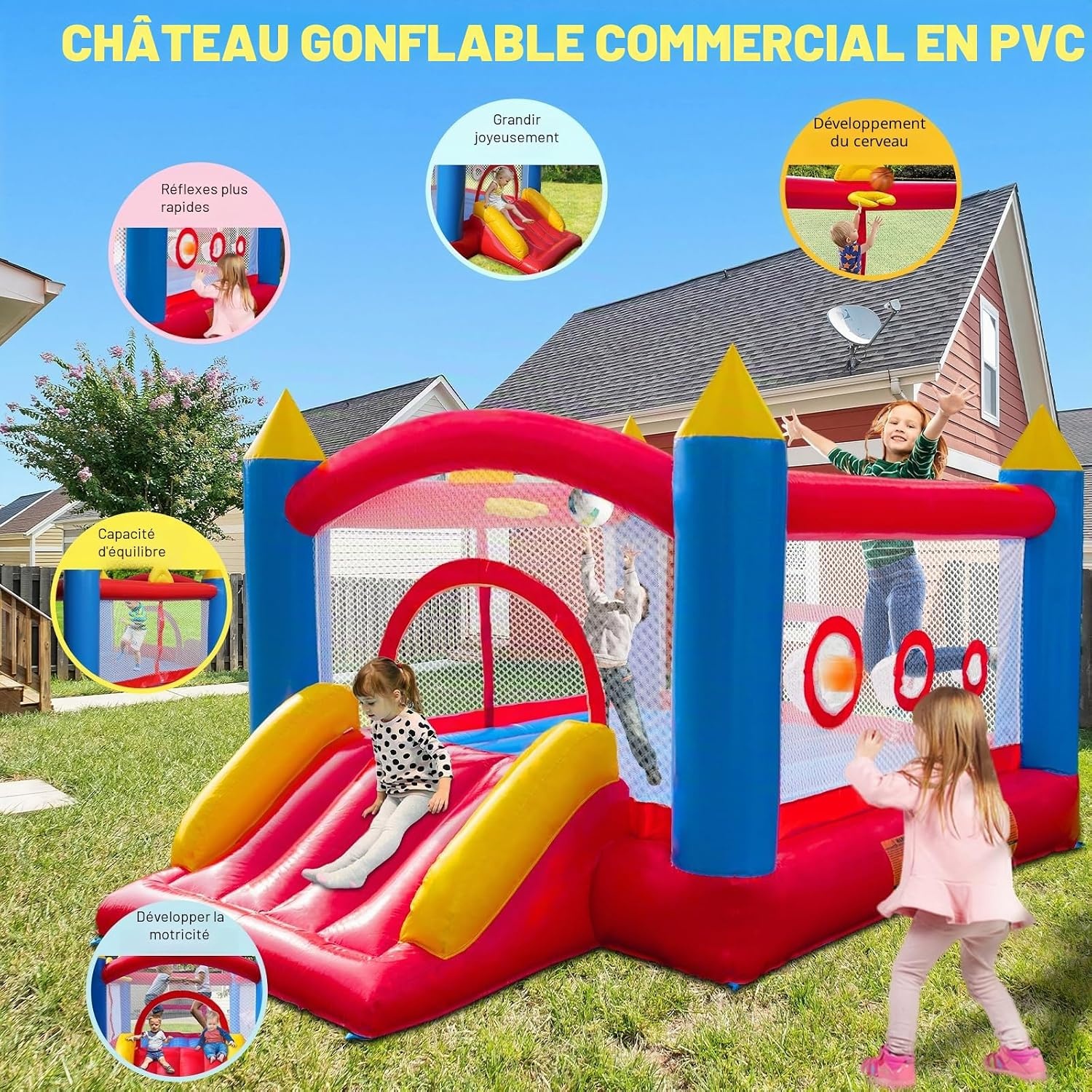 Château gonflable avec toboggan - 365cm - Jusqu'à 35% de réduction