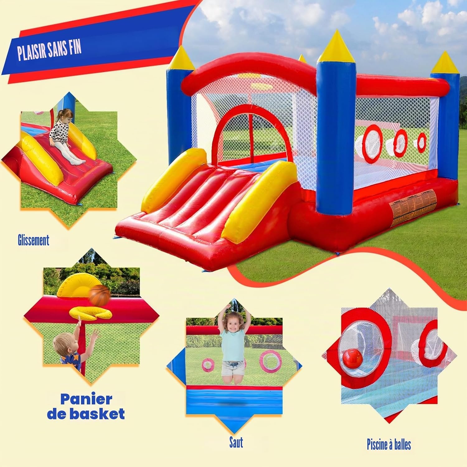Château gonflable avec toboggan - 365cm - Jusqu'à 35% de réduction