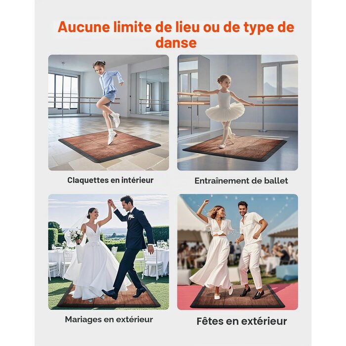 Piste de danse modulable 52 dalles aspect chêne - Jusqu'à 35% de remise