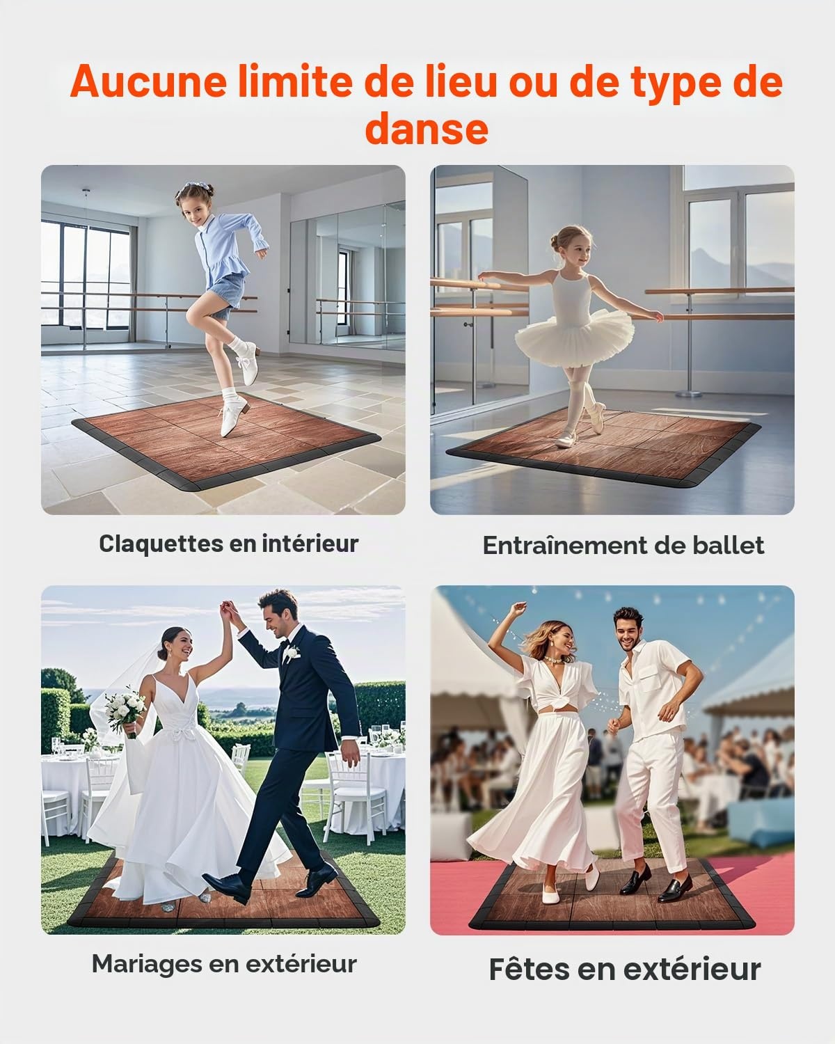 Piste de danse modulable 52 dalles aspect chêne - Jusqu'à 35% de remise