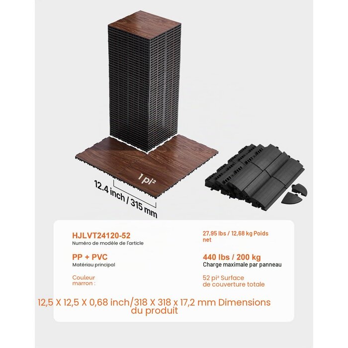 Piste de danse modulable 52 dalles aspect chêne - Jusqu'à 35% de remise