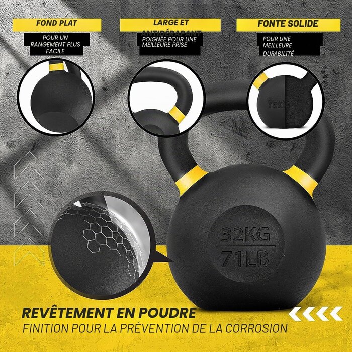Kettlebell en fonte 32 kg - Jusqu'à -35% sur le prix neuf