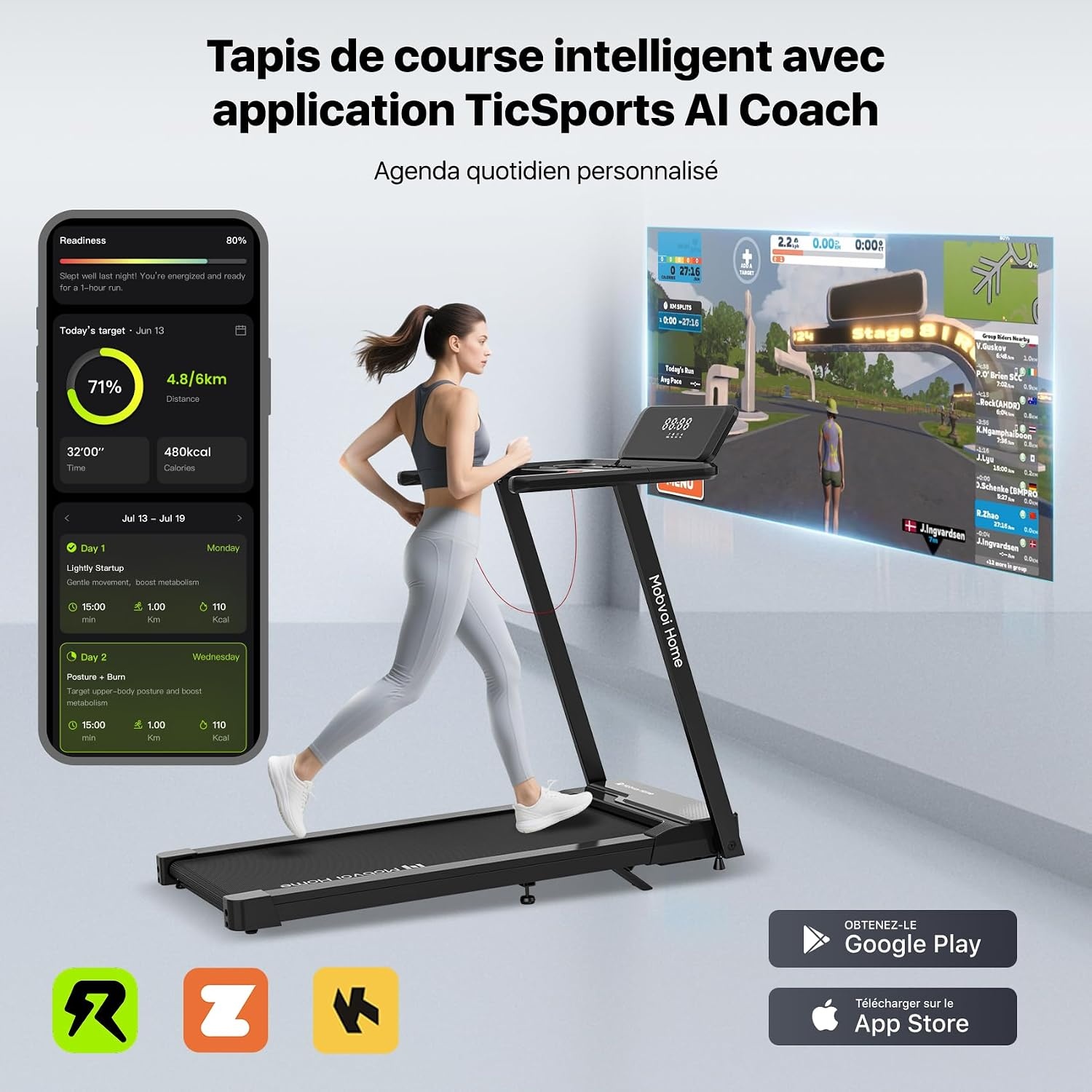 Tapis de course 3-en-1 pliable - Inclinaison 6% - Jusqu'à -66%