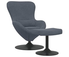 Vidaxl Fauteuil Œuf avec Repose-pieds - Velours Gris Foncé - Jusqu'à -35%