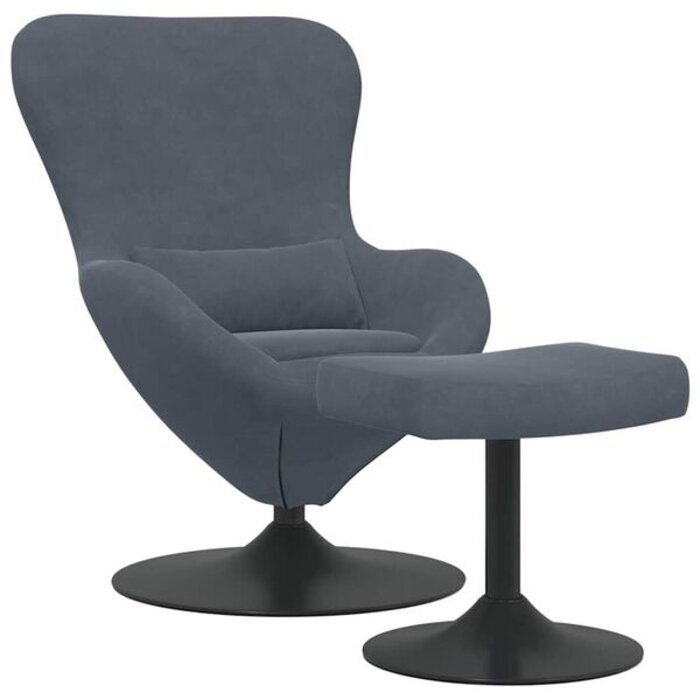 Vidaxl Fauteuil Œuf avec Repose-pieds - Velours Gris Foncé - Jusqu'à -35%