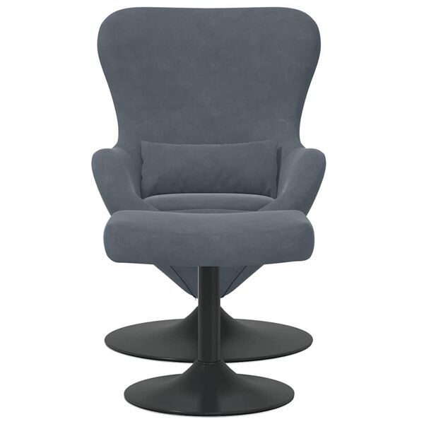 Vidaxl Fauteuil Œuf avec Repose-pieds - Velours Gris Foncé - Jusqu'à -35%