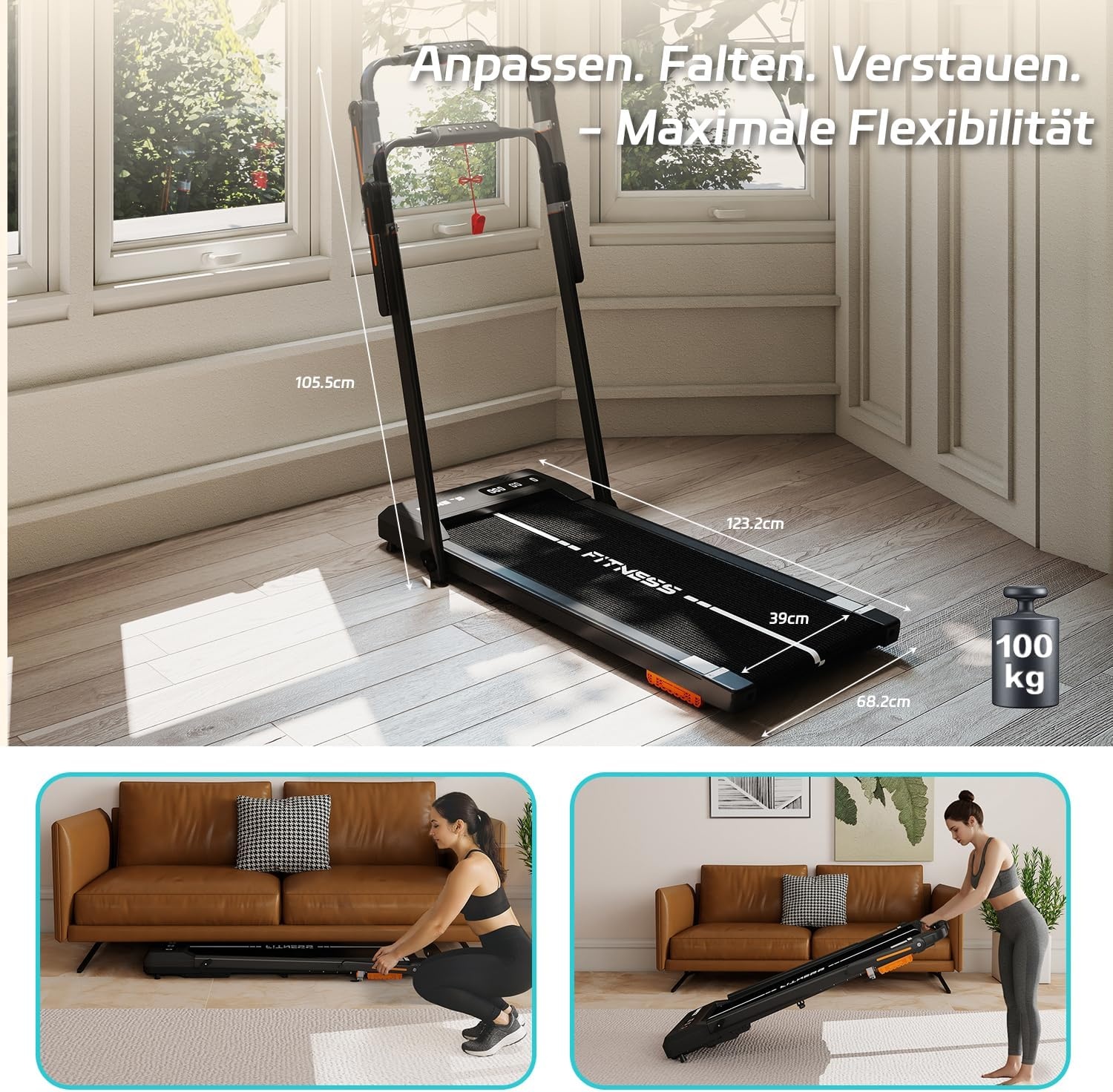 Tapis de course pliable compact 2,25 CV - Jusqu'à 30% de réduction