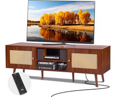 Vevor Meuble TV Rotin Noyer 140 cm - Style Bohème - Jusqu'à -35% en Outlet