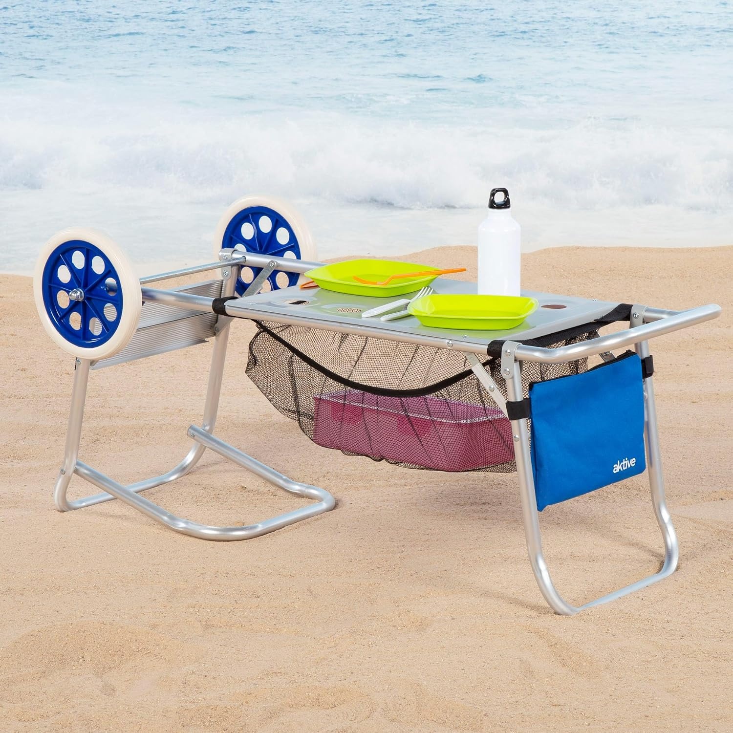 Chariot de plage pliable 2-en-1 avec table - Jusqu'à -34%