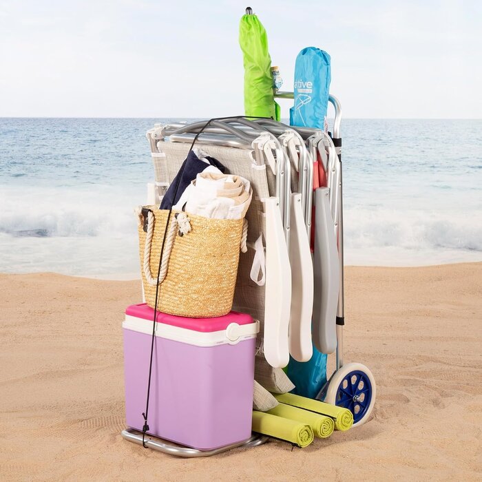 Chariot de plage pliable 2-en-1 avec table - Jusqu'à -34%