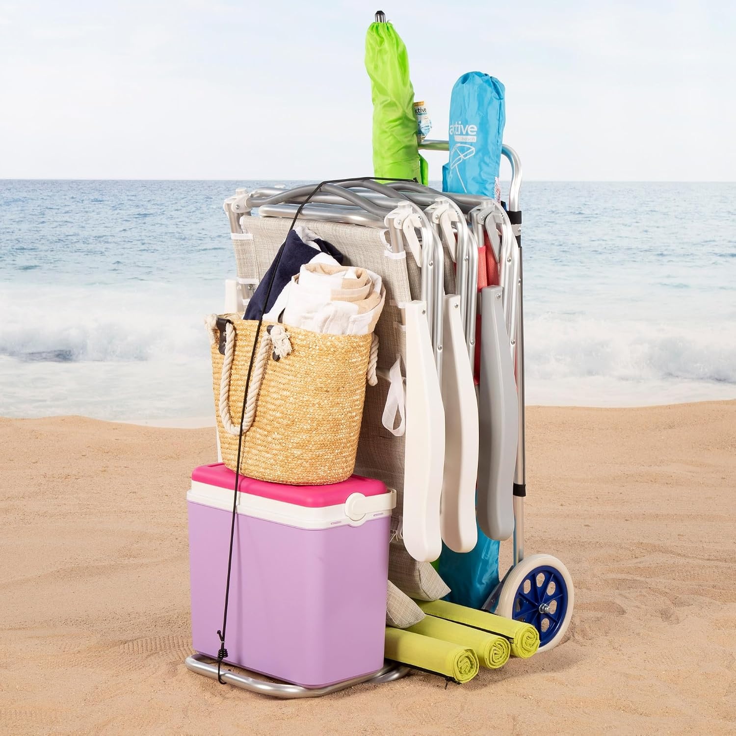 Chariot de plage pliable 2-en-1 avec table - Jusqu'à -34%