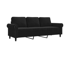 Vidaxl Canapé 3 places en velours noir - Jusqu'à -35% sur notre sélection outlet