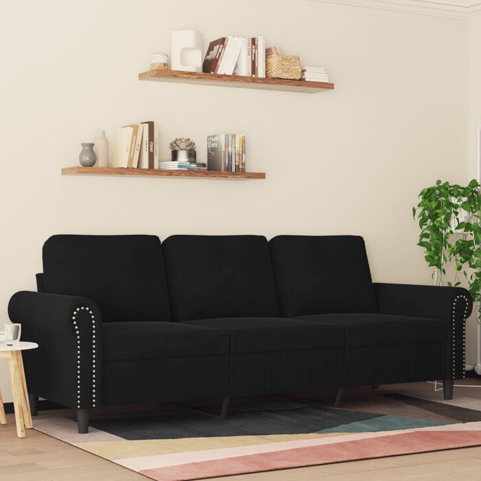 Vidaxl Canapé 3 places en velours noir - Jusqu'à -35% sur notre sélection outlet