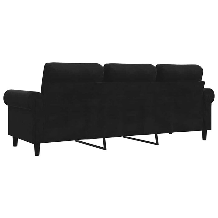 Vidaxl Canapé 3 places en velours noir - Jusqu'à -35% sur notre sélection outlet