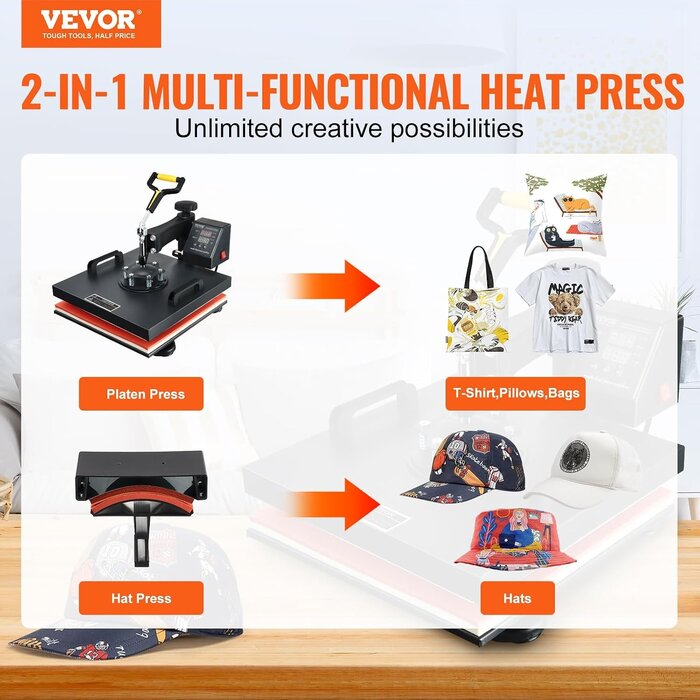 Presse à chaud 2 en 1 - 1500W - 38x38 cm - Jusqu'à 35% de réduction