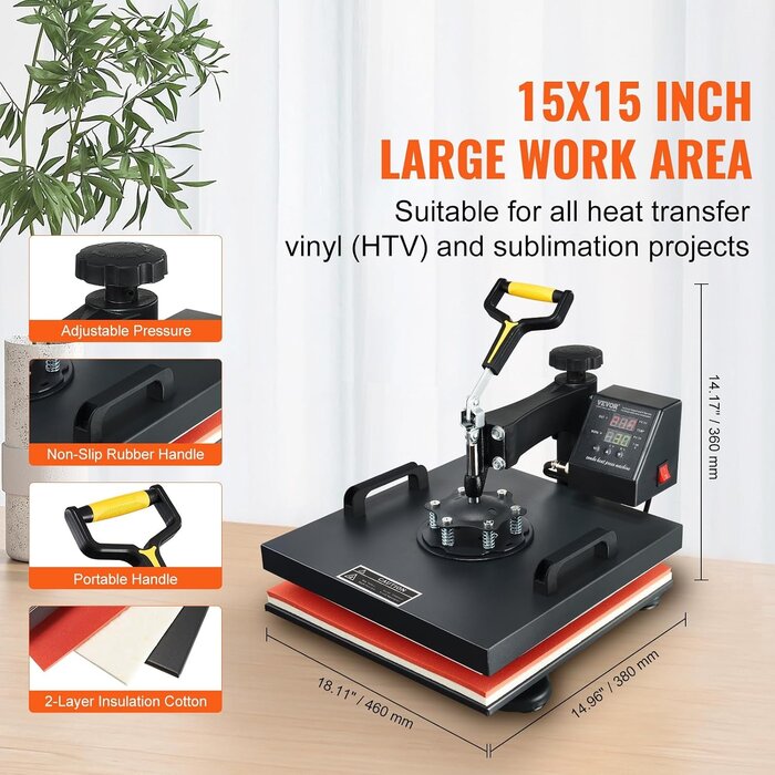 Presse à chaud 2 en 1 - 1500W - 38x38 cm - Jusqu'à 35% de réduction