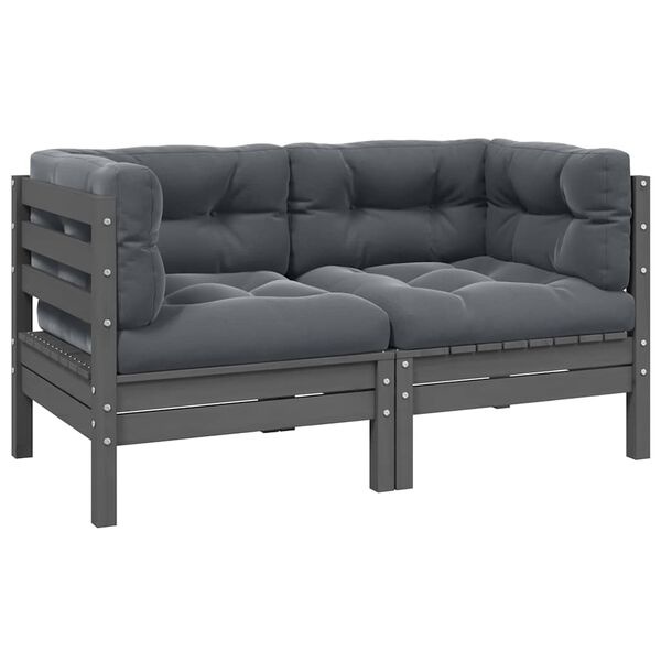 Vidaxl Banc de jardin 2 places en pin gris - Jusqu'à -35% sur l'outlet