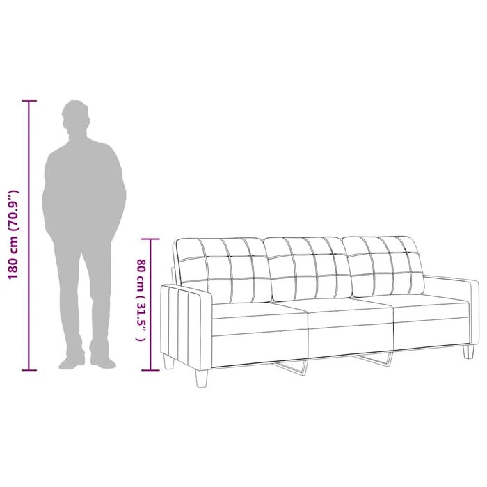 Vidaxl Canapé 3 places gris 180 cm - Jusqu'à -38% sur notre sélection outlet