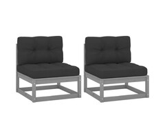 Vidaxl Lot de 2 canapés centraux de jardin en pin - Gris - Jusqu'à -35%