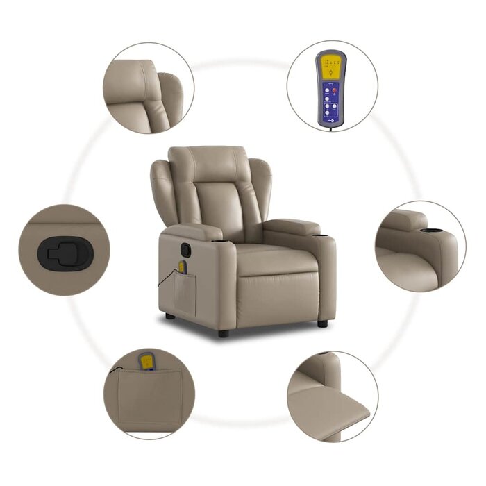 Fauteuil de massage inclinable cappuccino - Jusqu'à 30% de remise