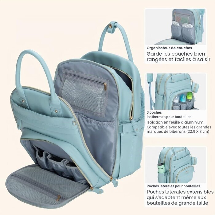 Sac à dos à langer multifonction bleu - Jusqu'à 80% de remise