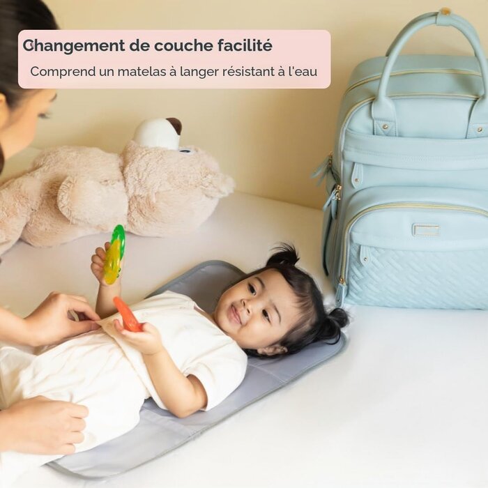 Sac à dos à langer multifonction bleu - Jusqu'à 80% de remise